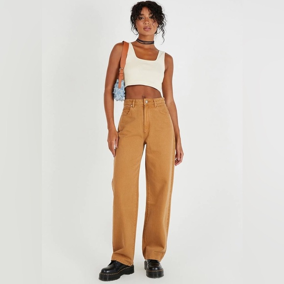 Abrand Carrie Jeans Camel Brown | Women’s Size 24 AU6 High Waist Straight Leg - Picture 11 of 17